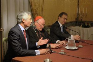 Il Consigliere Segretario dott. Giovanni Rebecchini, Sua Eminenza il Cardinale Renato Raffaele Martino e il Nobile Dottore Alberto Lembo